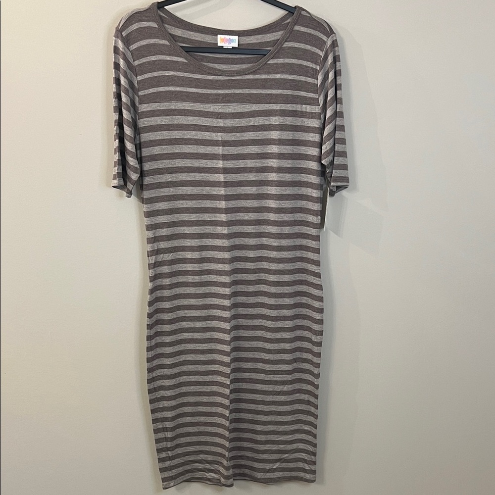 LuLaRoe Brown Striped Midi Dress